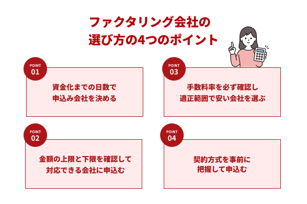 ファクタリング会社の選び方を4つのポイントで紹介